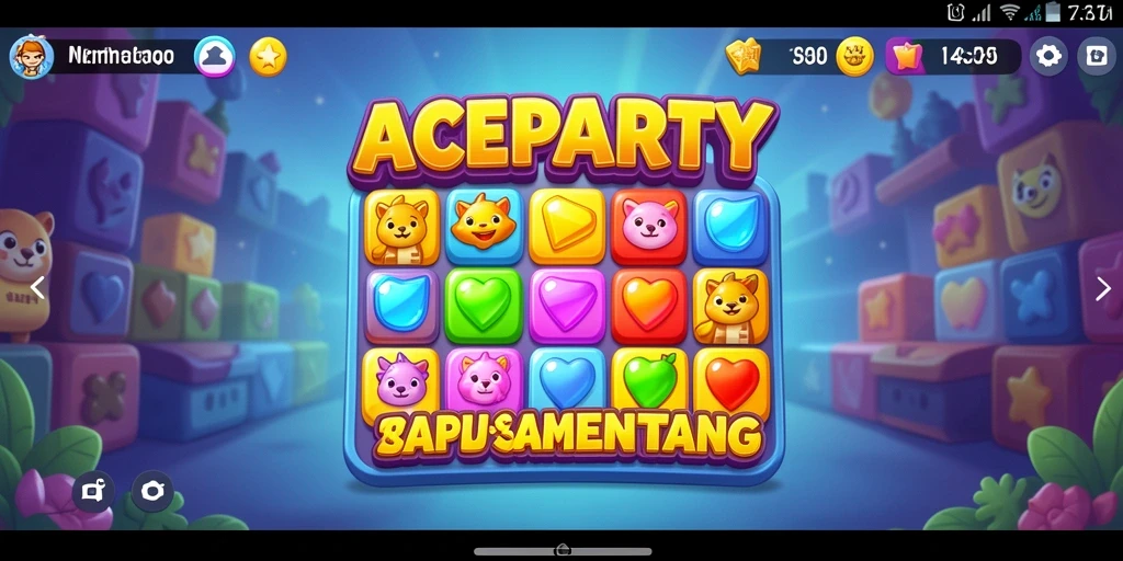 Screenshot gameplay ACEPARTY dengan aksi match-3 yang seru.