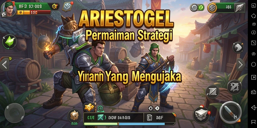 Tampak gameplay ARIESTOGEL dengan elemen strategi yang kompleks.