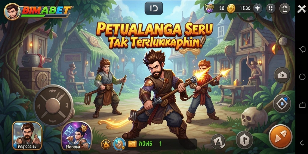 Screenshot BIMABET menampilkan pemain berpetualang di dunia yang indah dan penuh tantangan.
