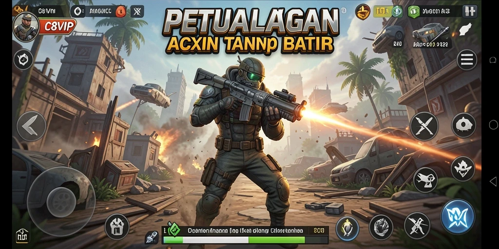 Tampilan mendebarkan dari gameplay C8VIP saat pertempuran intens.