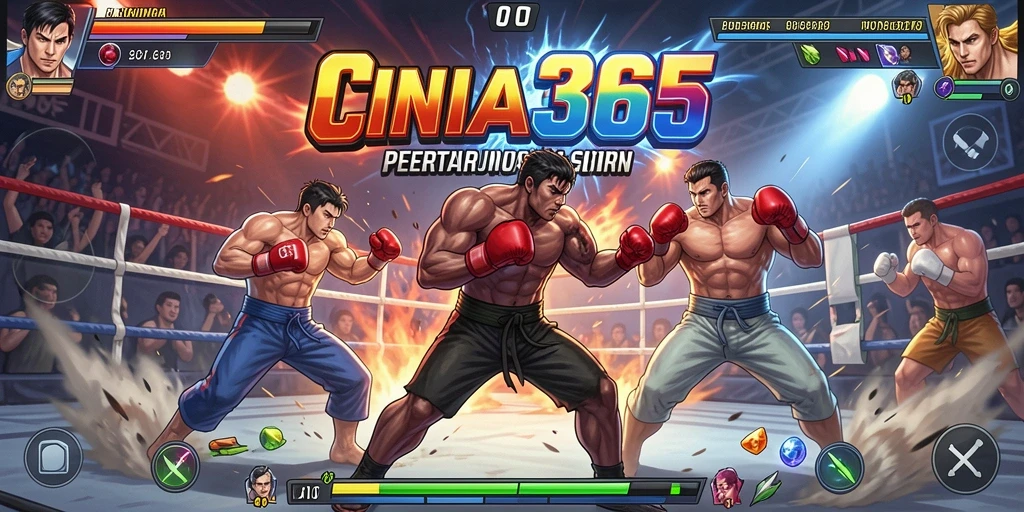 Tangkapan layar CINA365 menampilkan aksi bertarung yang intens.