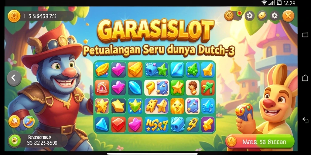 Tampilan gameplay seru dalam GARASISLOT, cocok untuk penggemar Match-3.