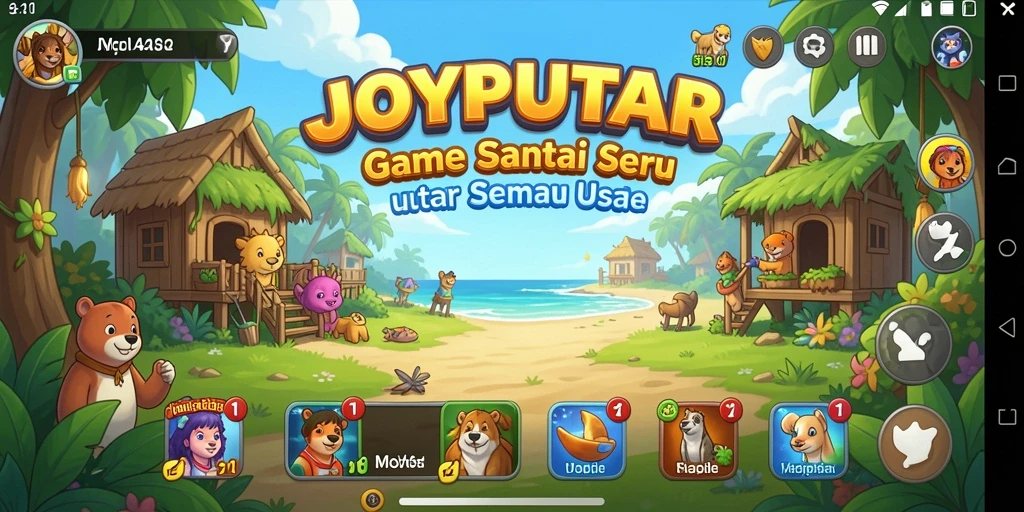 Tampilan gameplay <strong>JOYPUTAR</strong> yang ceria dan penuh warna.