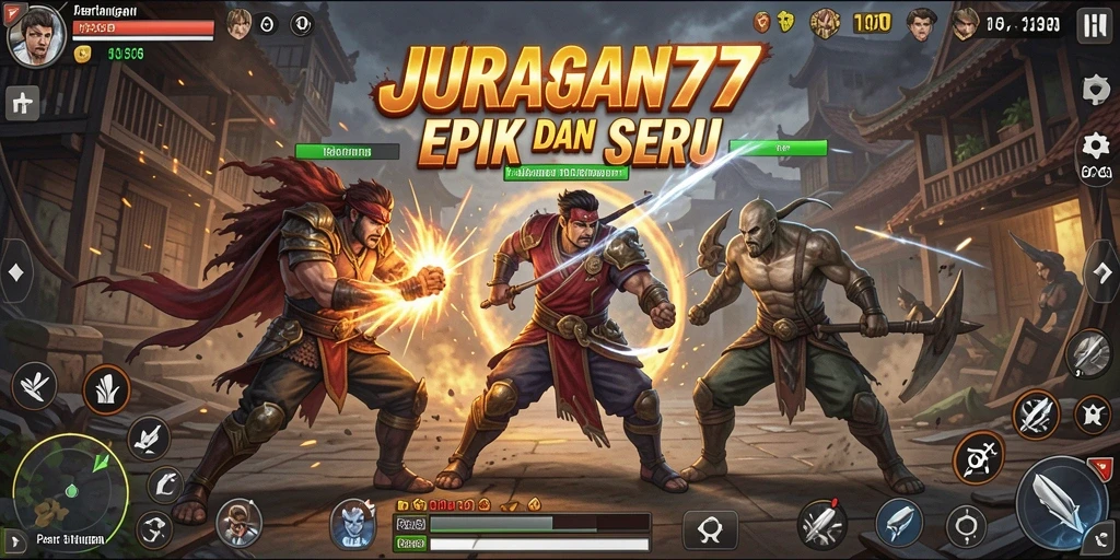 Tangkapan layar permainan JURAGAN77 menampilkan aksi pertarungan yang seru.