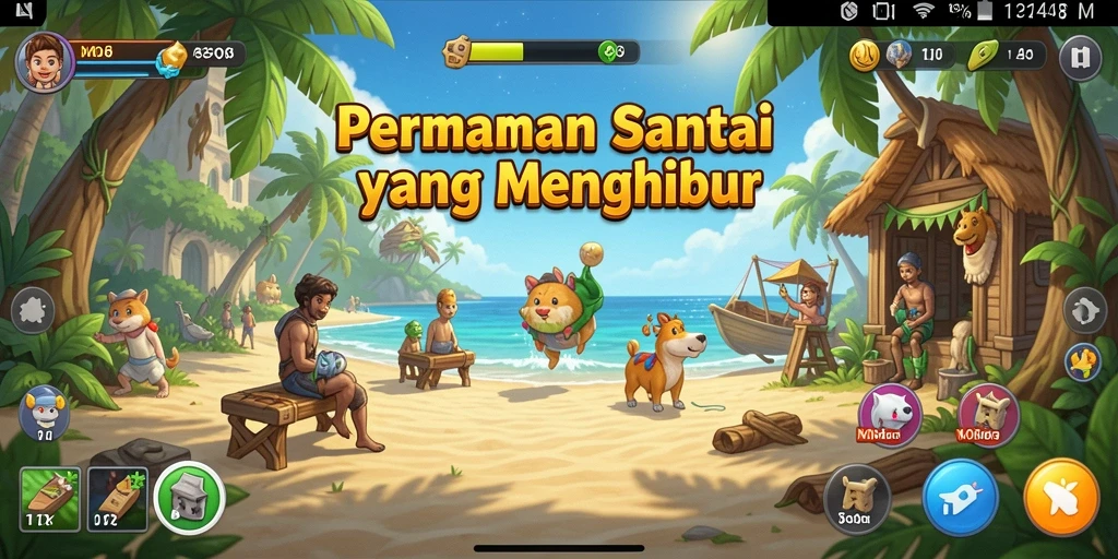 Tampilan gameplay MPO08 yang ceria dan menghibur.