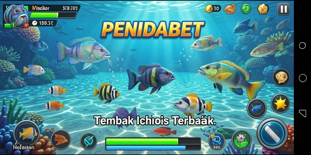 Gameplay seru dalam PENIDABET saat menembak ikan-ikan berharga.