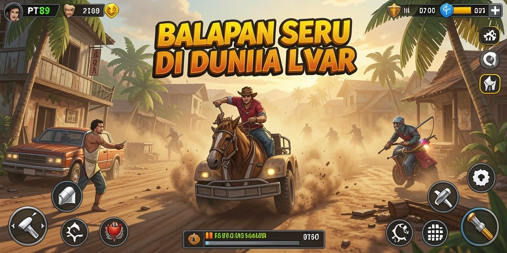Screenshot utama PT89 menunjukkan aksi balapan yang mendebarkan.