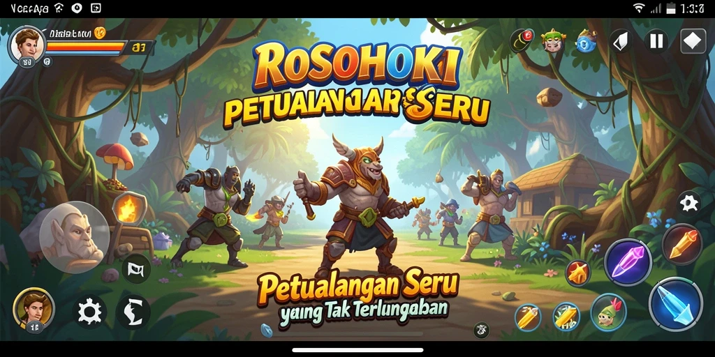 Tampilan gameplay ROSOHOKI yang penuh aksi dan petualangan.