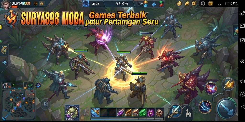 Gameplay seru dari SURYA898 dalam pertempuran MOBA.