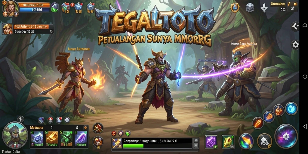 Screenshot gameplay TEGALTOTO menampilkan pertarungan epik di dunia MMORPG.