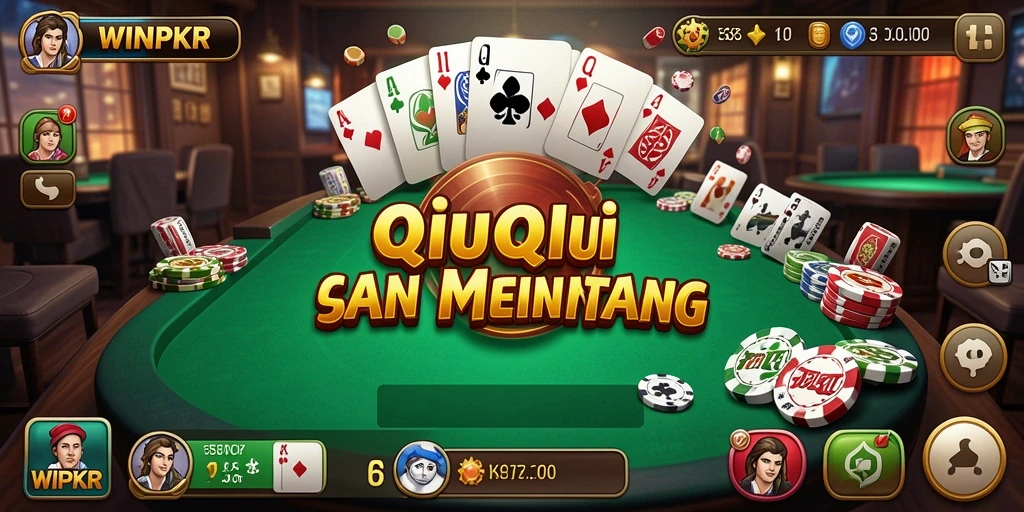 Gameplay QiuQiu yang seru dan interaktif dalam WINPKR.