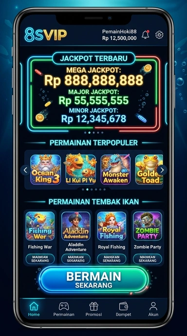 Tampilan utama aplikasi 8svip yang informatif dan mudah dinavigasi.